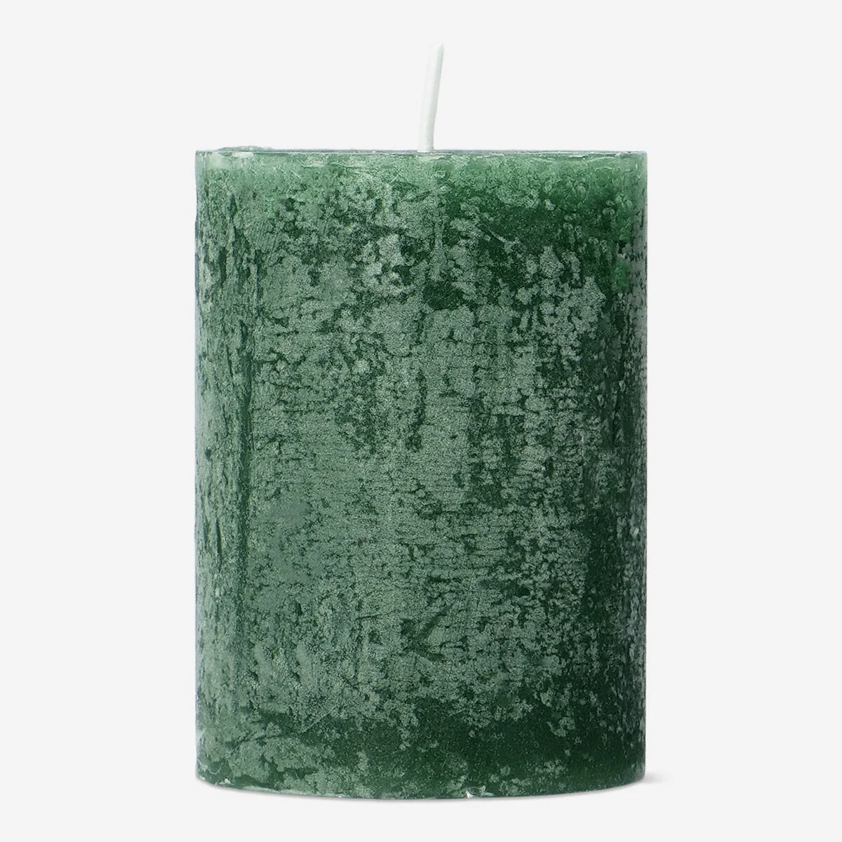 Dark Green Rustic Pillar Candle - 8 cm - Image 2