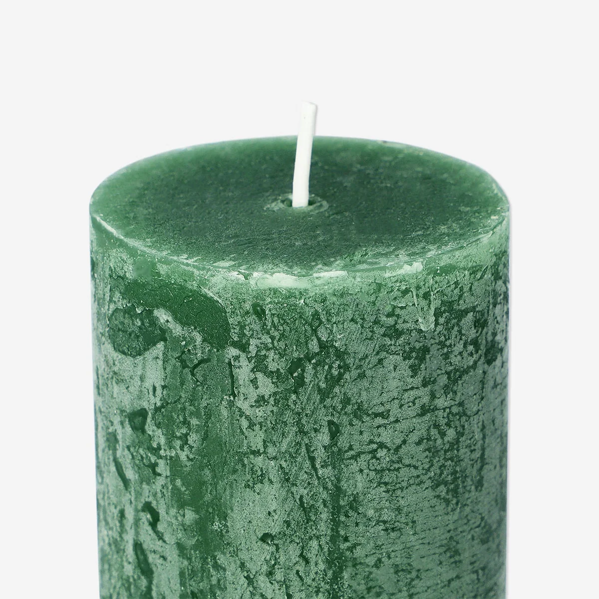 Dark Green Rustic Pillar Candle - 8 cm - Image 3