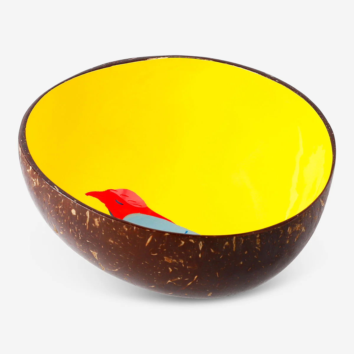 Decorative coconut bowl with hand-painted bird - 13 cm - Image 2