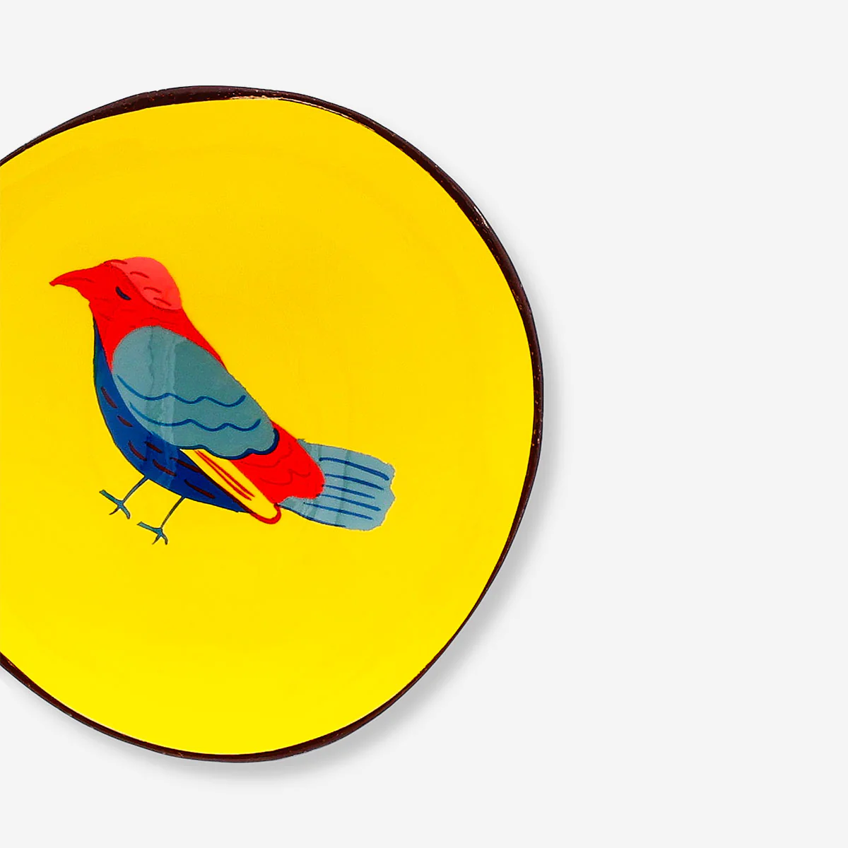 Decorative coconut bowl with hand-painted bird - 13 cm - Image 3