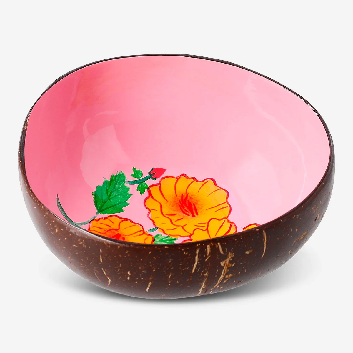 Decorative coconut bowl with hand-painted bird CL - Image 2