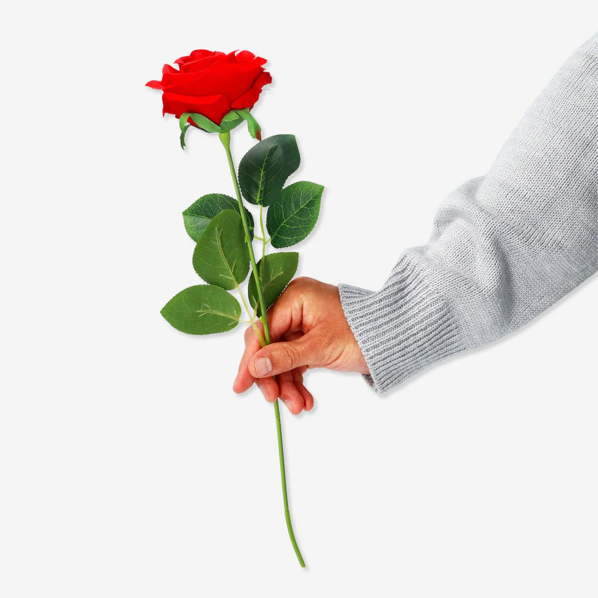 Decorative faux red rose - 40 cm - Image 2