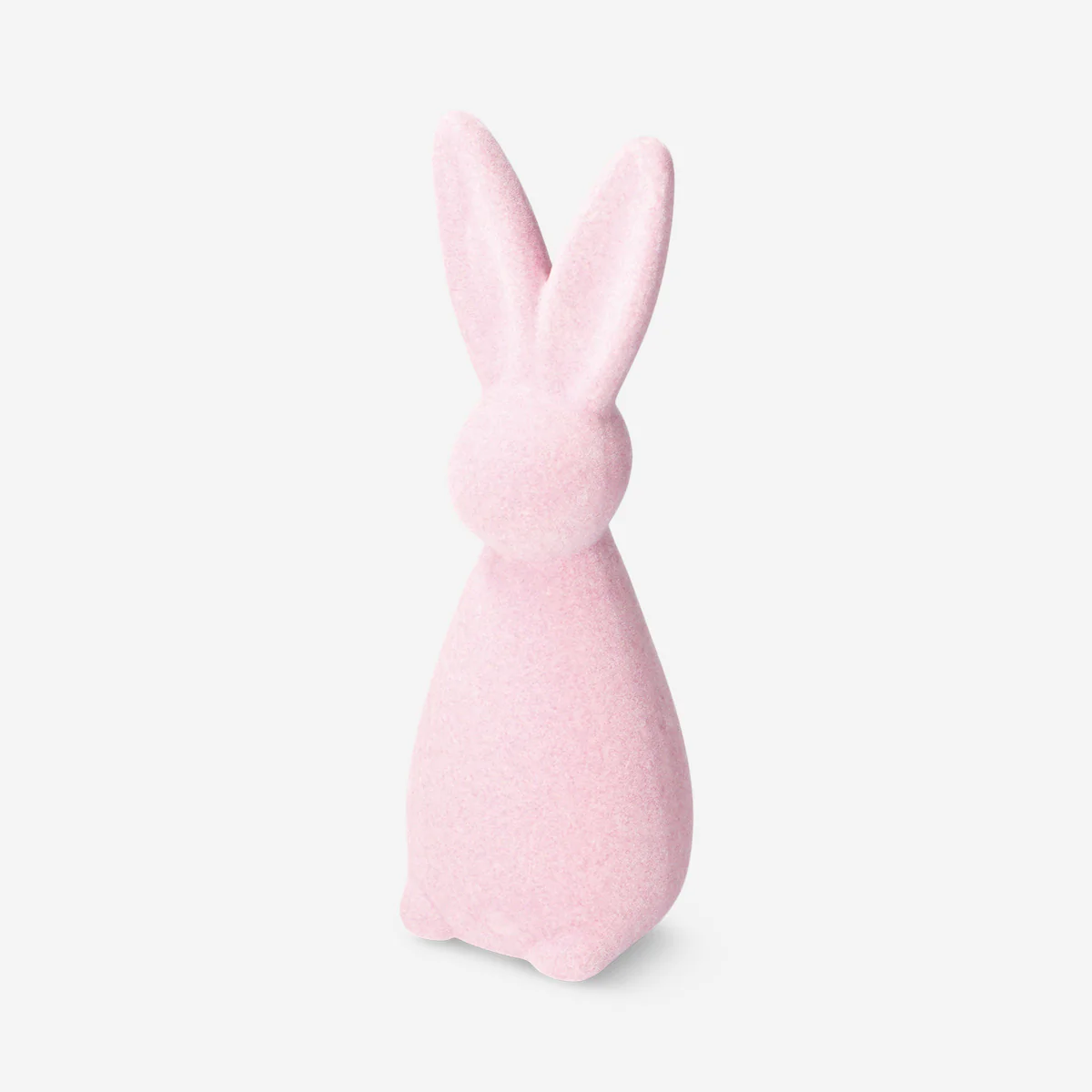Decorative pink flock rabbit - 21 cm - Image 2