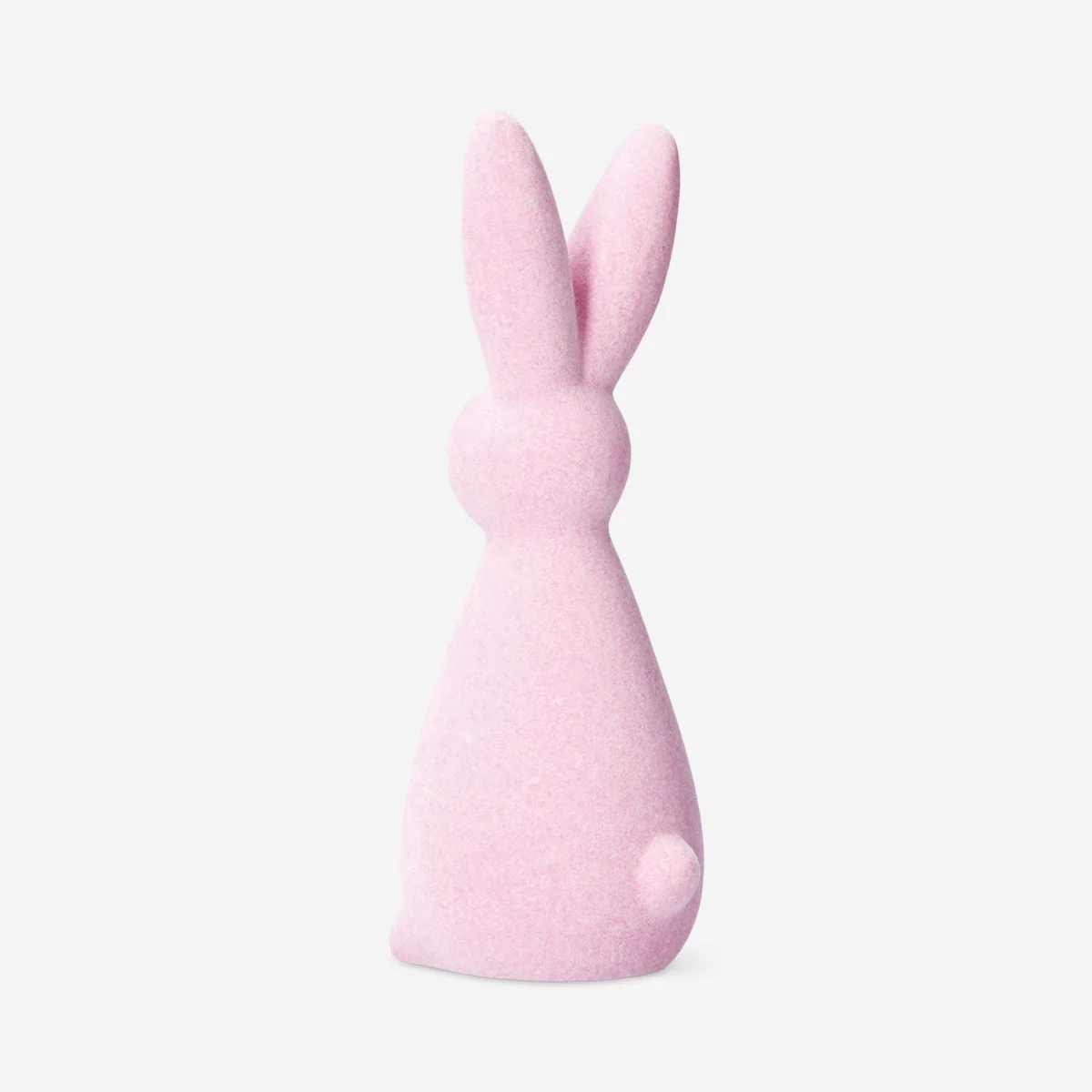 Decorative pink flock rabbit - 21 cm - Image 3