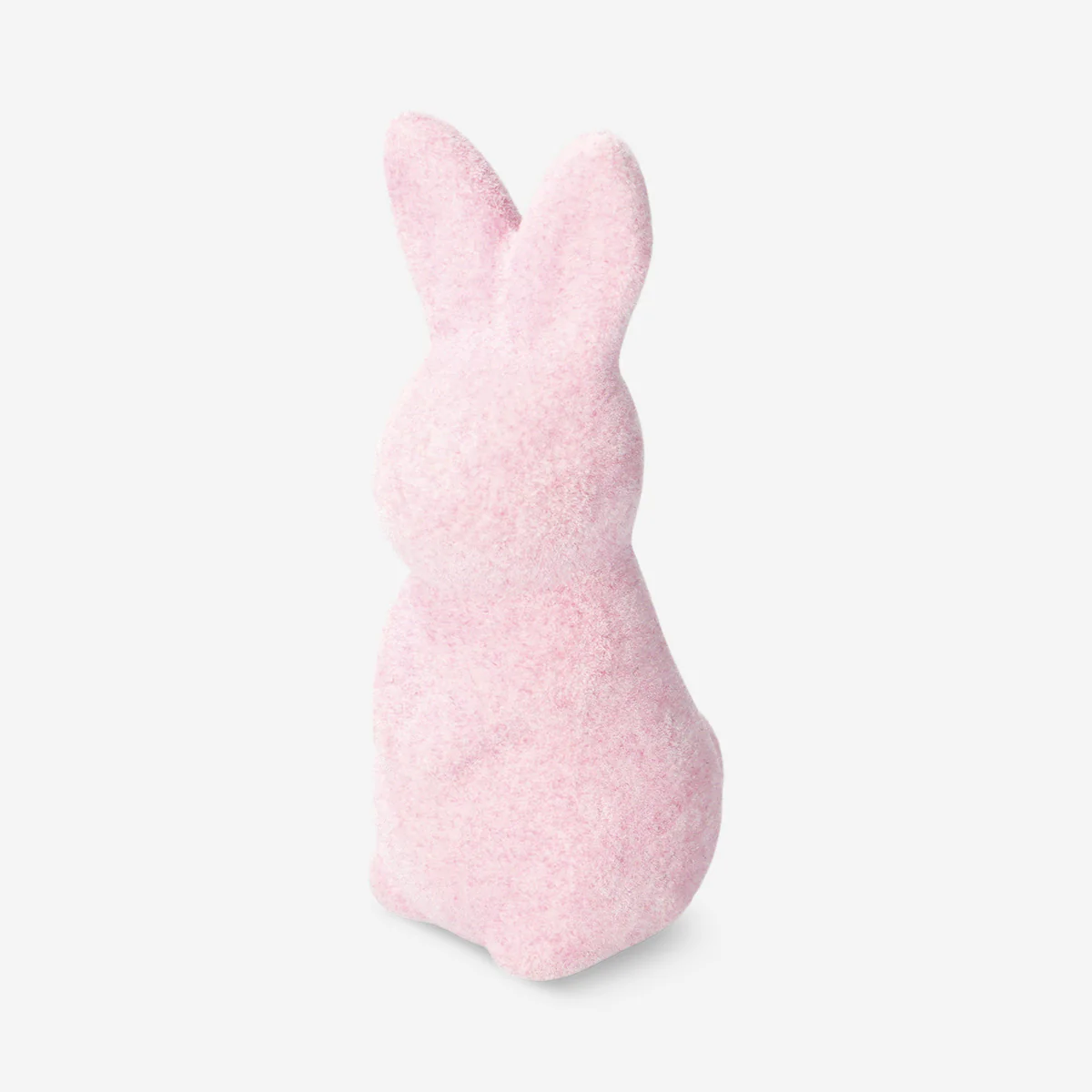 Decorative pink flock rabbit - 8 cm - Image 2