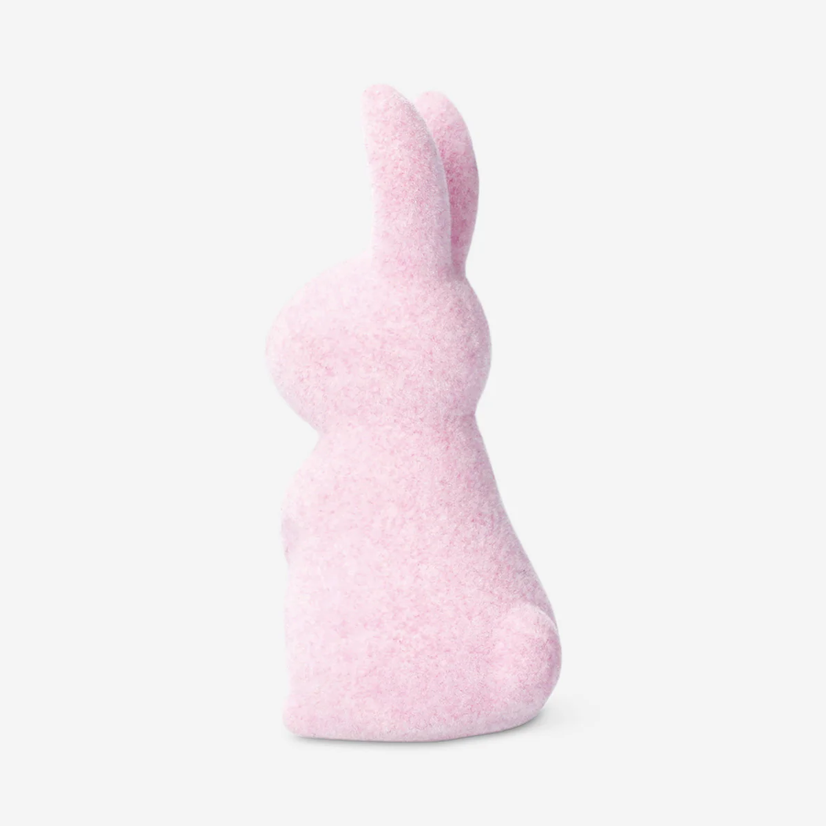 Decorative pink flock rabbit - 8 cm - Image 3