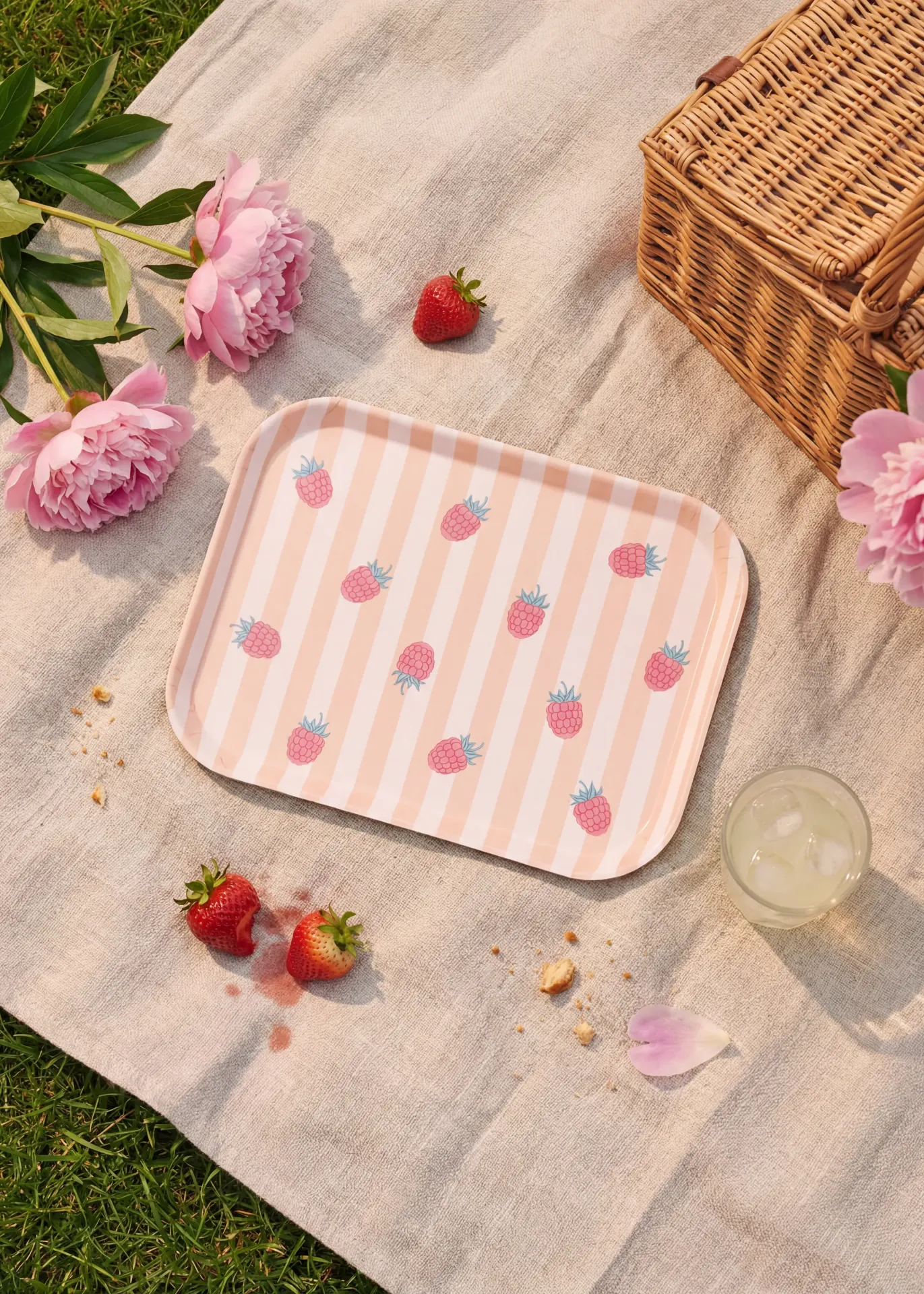 Decorative tray with strawberry print - 12 cm