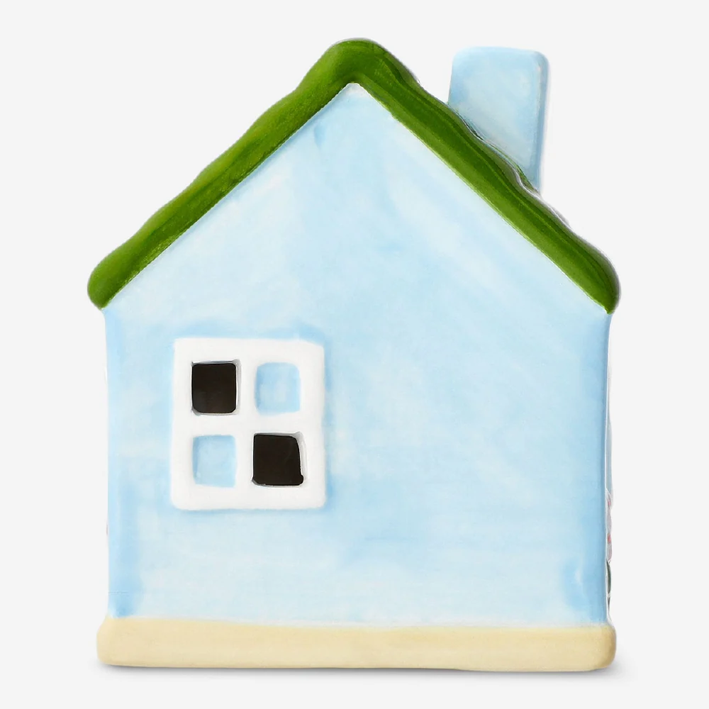 Decorative blue ceramic house - 11 cm - Image 3