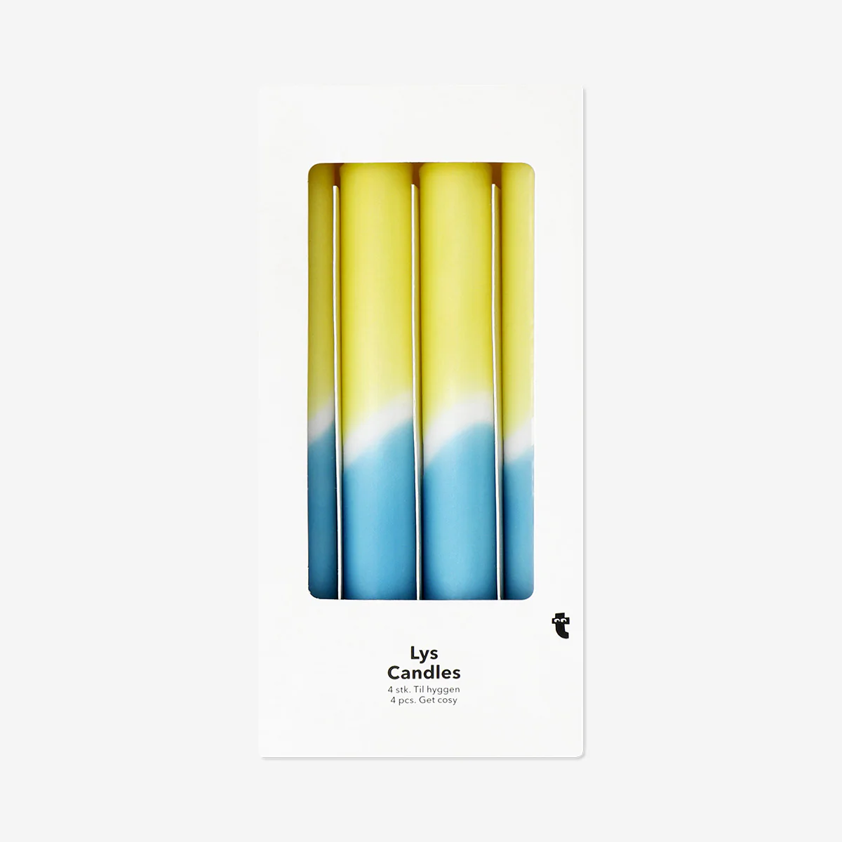 Dip dye dinner candle in blue and yellow - 4 pcs - Image 3
