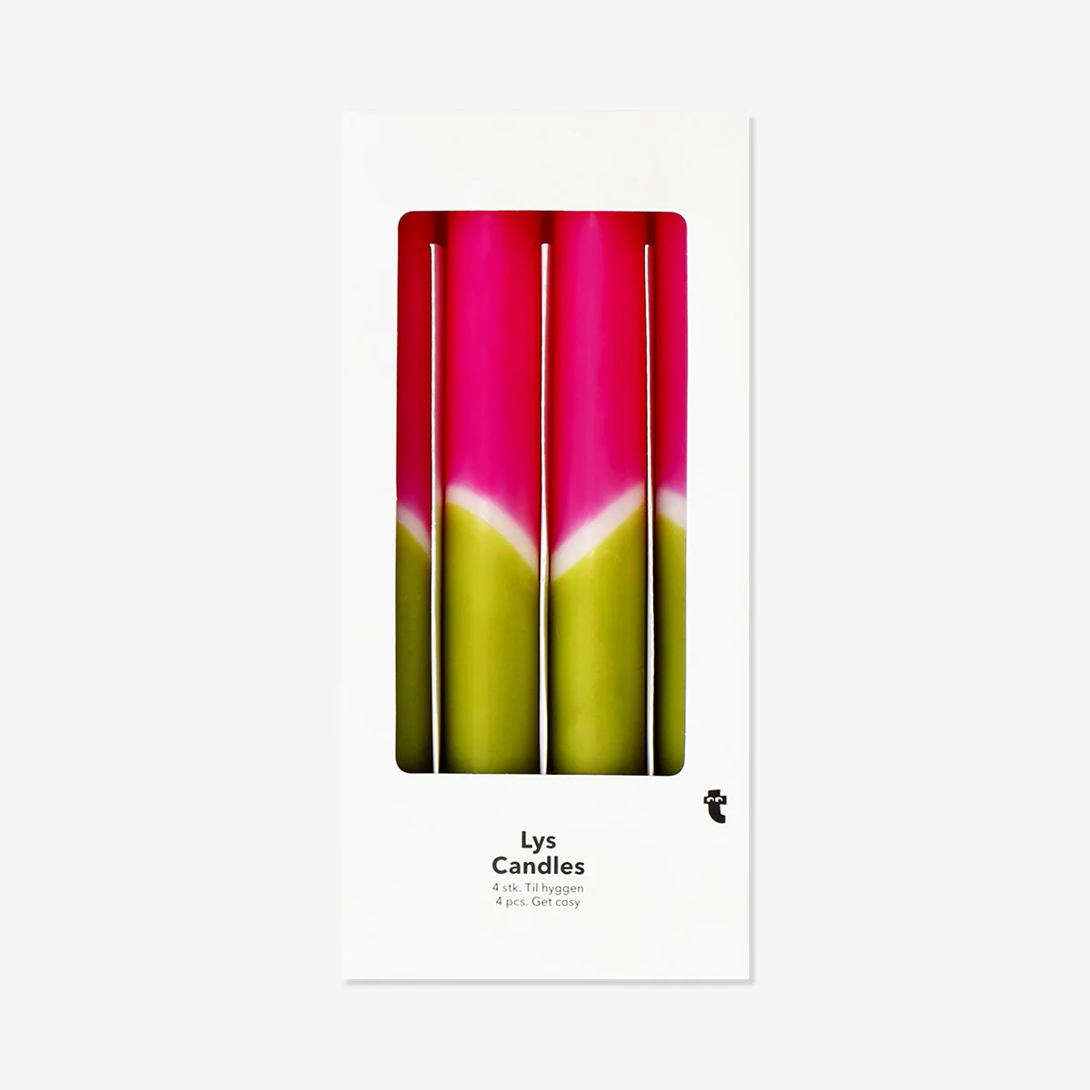 Dip dye dinner candle in pink and green - 4 pcs - Image 3