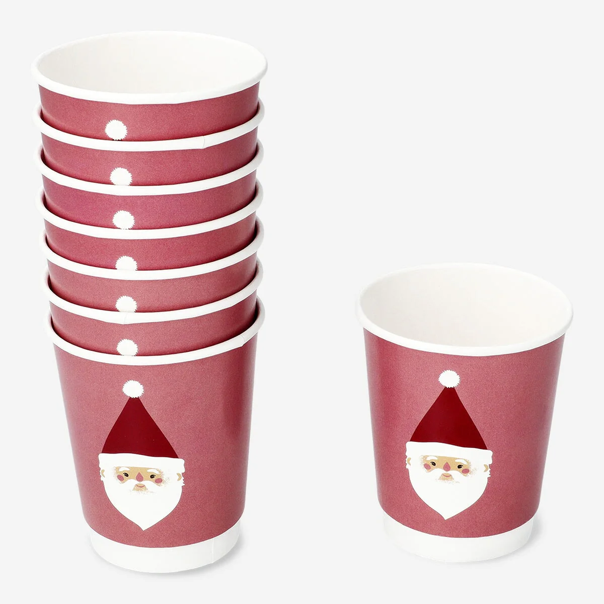Disposable paper cups with santa - 8 pcs - Image 3