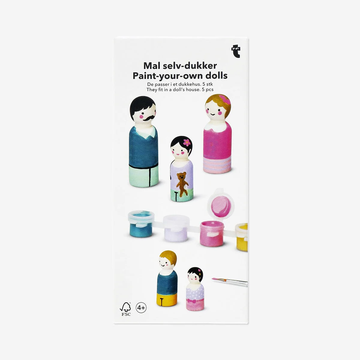 DIY doll's house dolls with paint - 5 pcs - Image 3