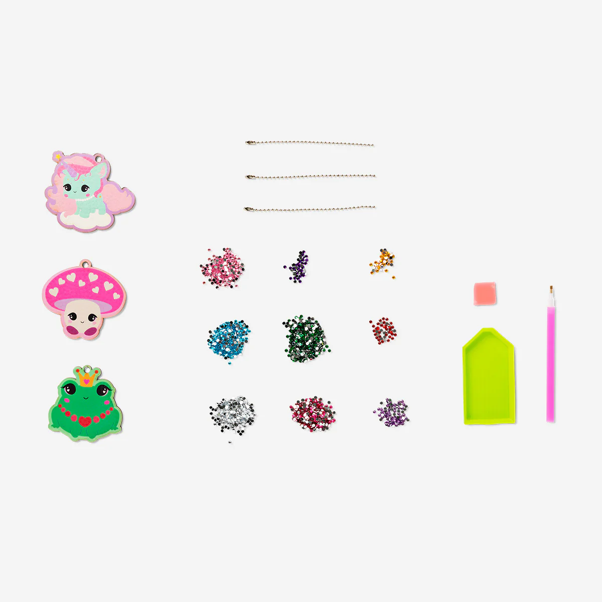 DIY rhinestone key rings - 3 pcs