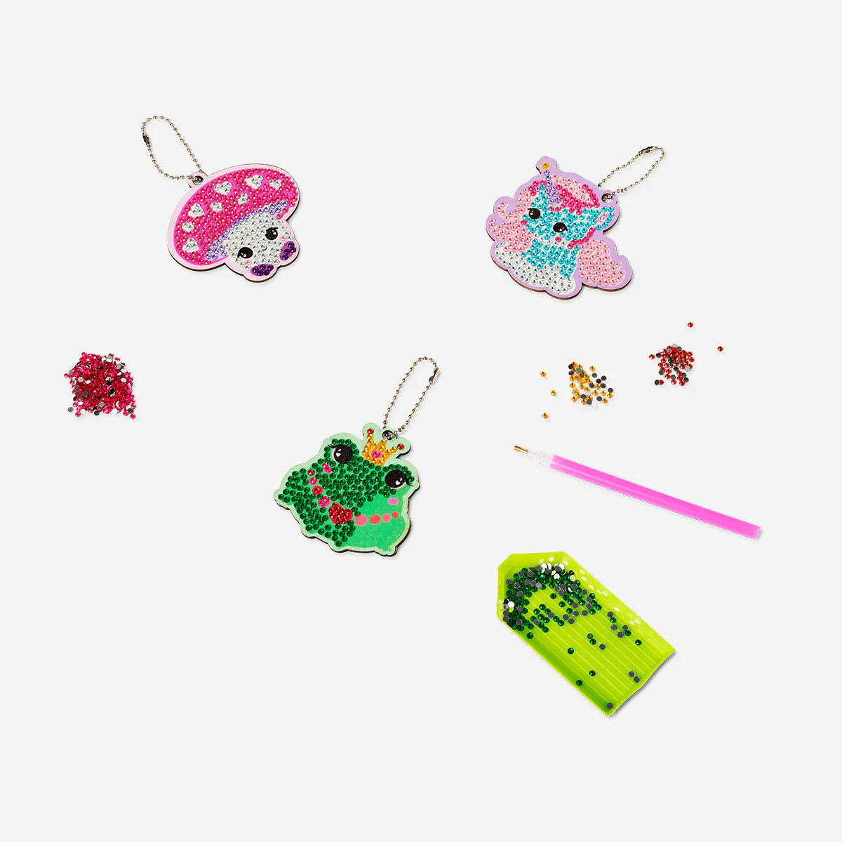 DIY rhinestone key rings - 3 pcs - Image 2