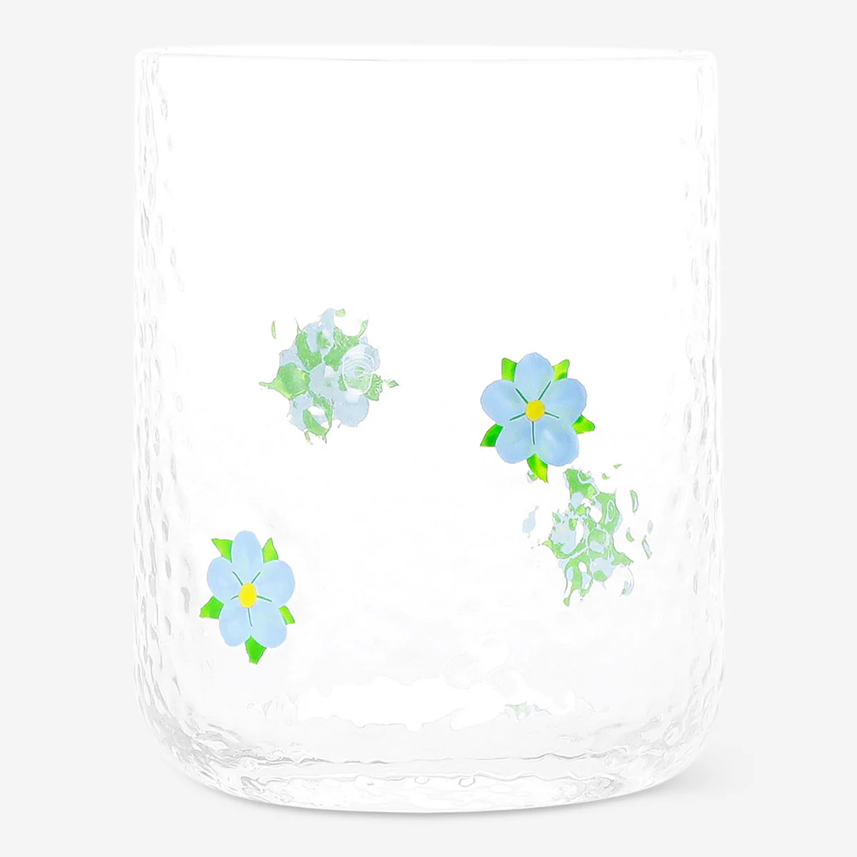 Drinking glass with blue embossed flowers - 340 ml - Image 3