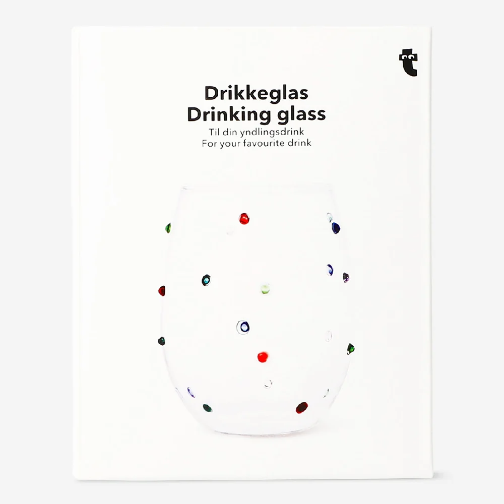 Drinking glass with multi coloured dots - Image 3