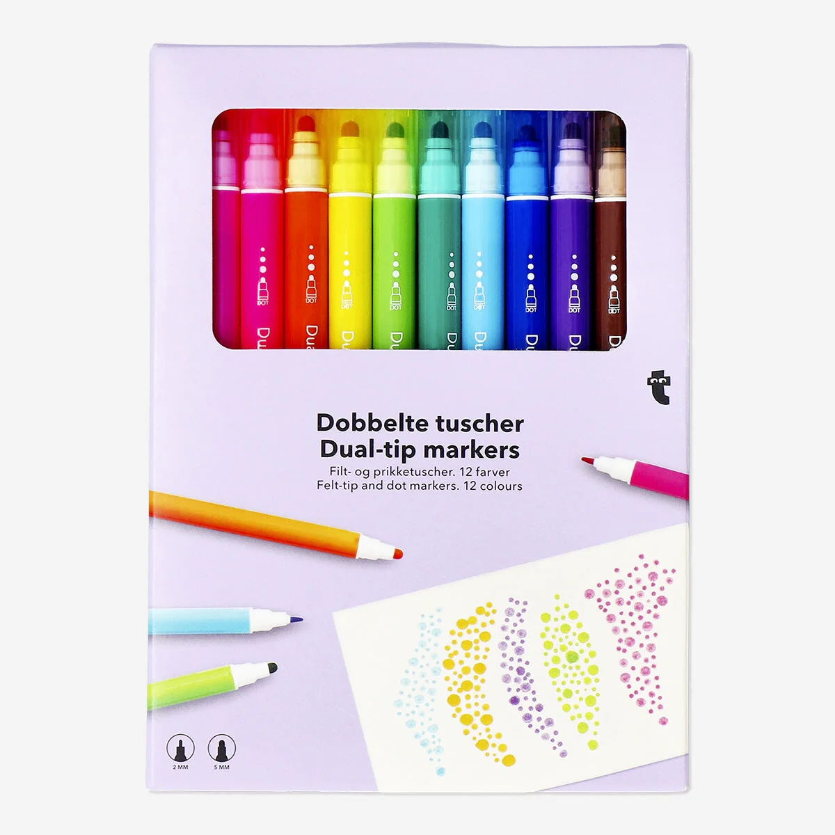 Dual tip felt markers - 12 pcs