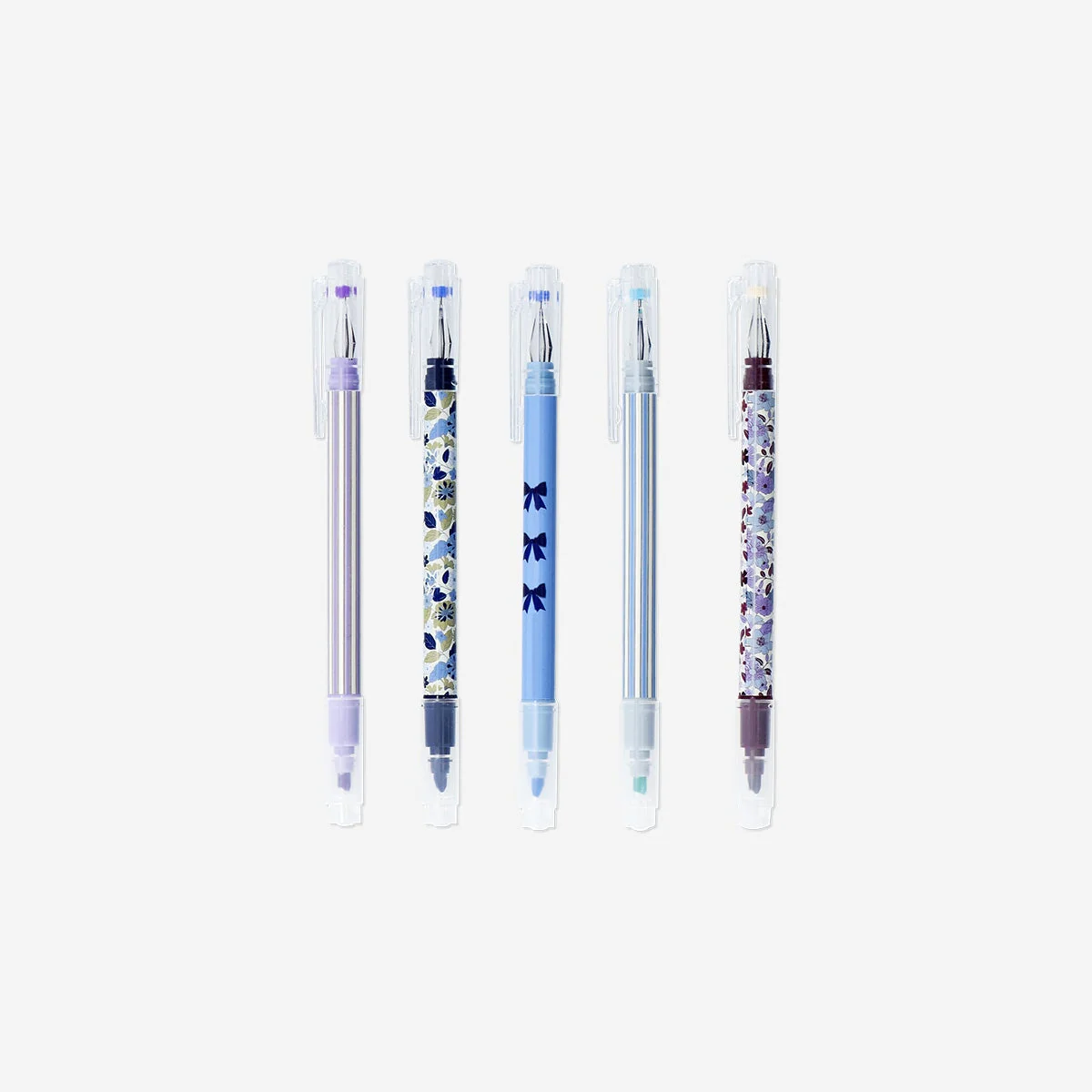 Dual tip gel ink pens and highlighters - 5 pcs - Image 2
