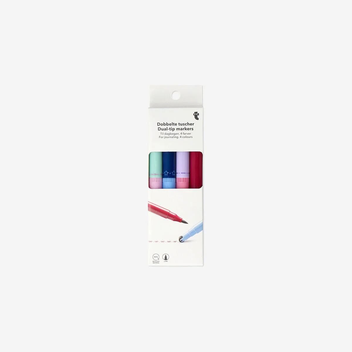 Dual tip markers with stamps - 4 pcs