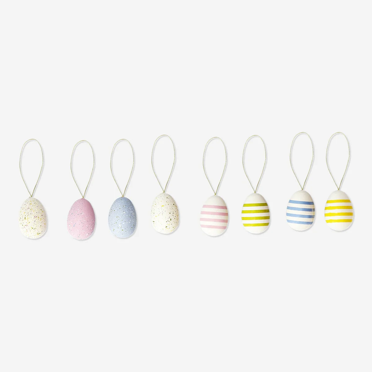 Easter egg ornaments with stripes and dots - 6 pcs - Image 2