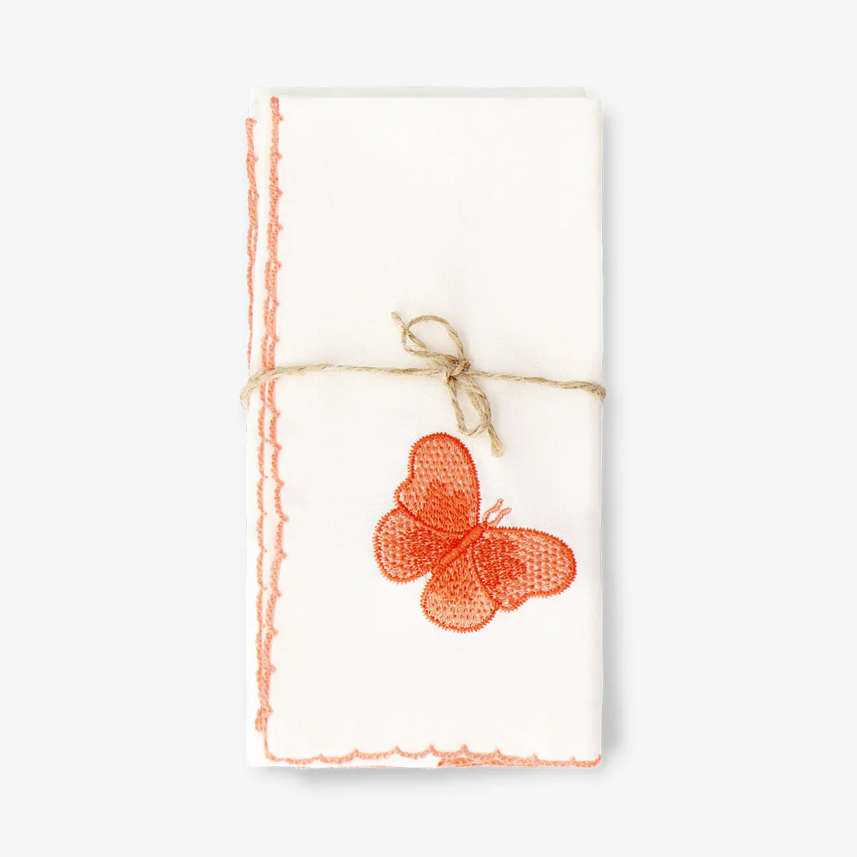 Fabric napkins with embroidered butterflies - 2 pcs