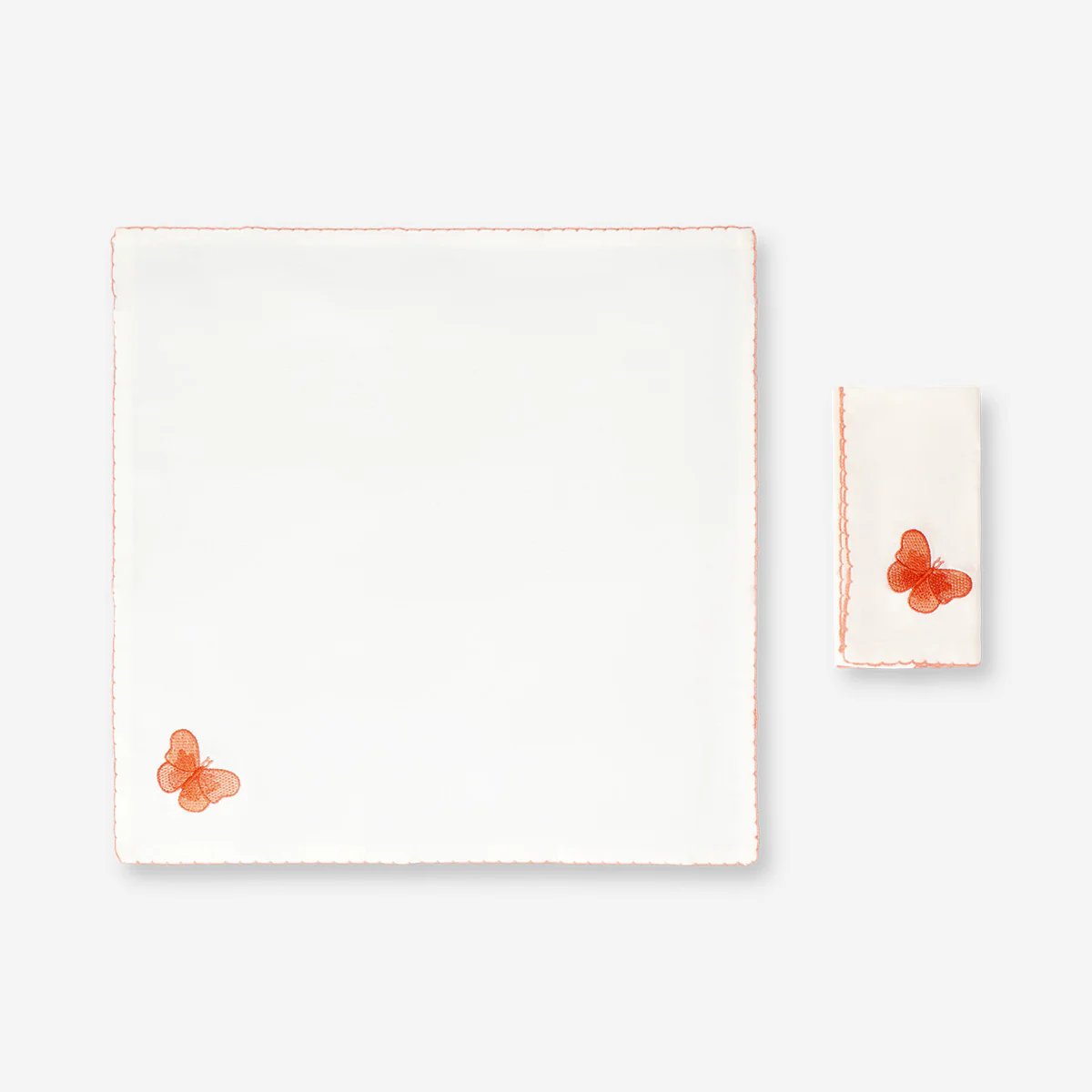 Fabric napkins with embroidered butterflies - 2 pcs - Image 2