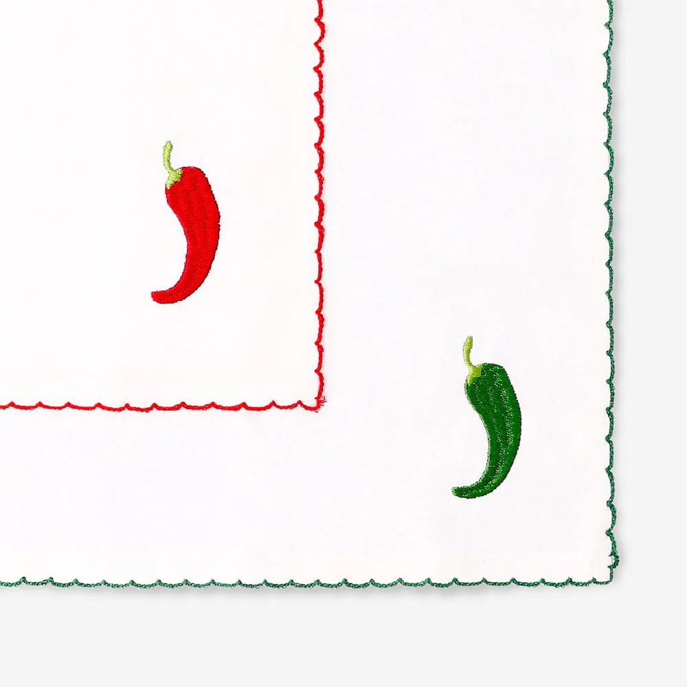 Fabric napkins with embroidered chillies - 2 pcs - Image 3