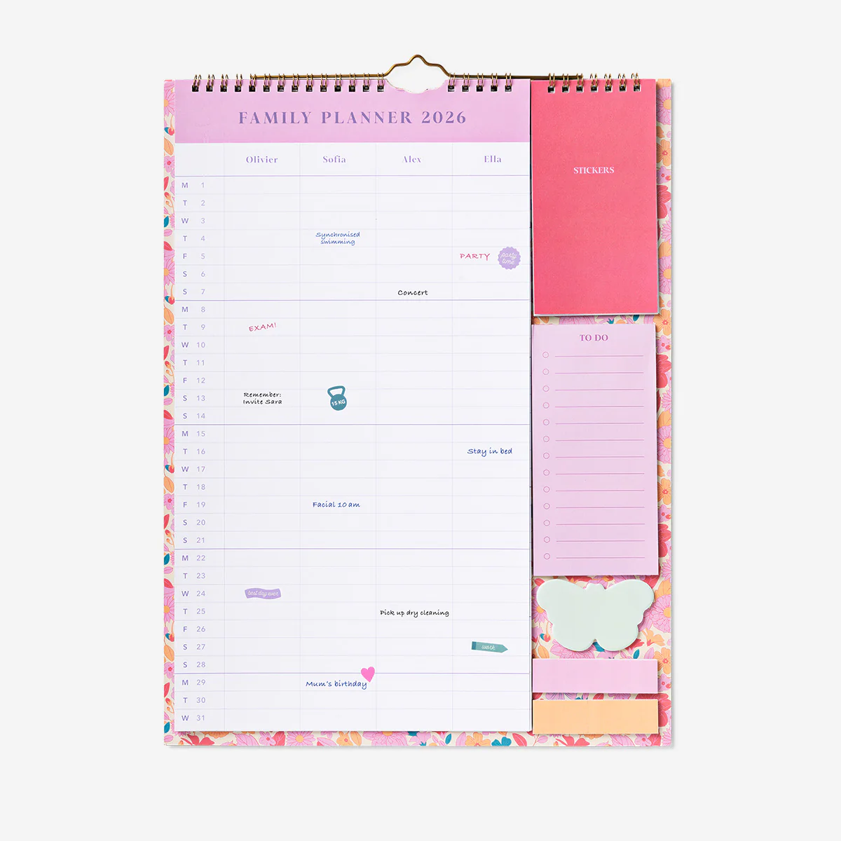 Family planner with stickers 2026 - English