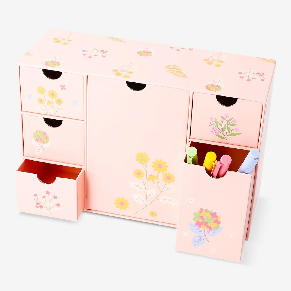 Floral desk organiser with 6 drawers - Image 2