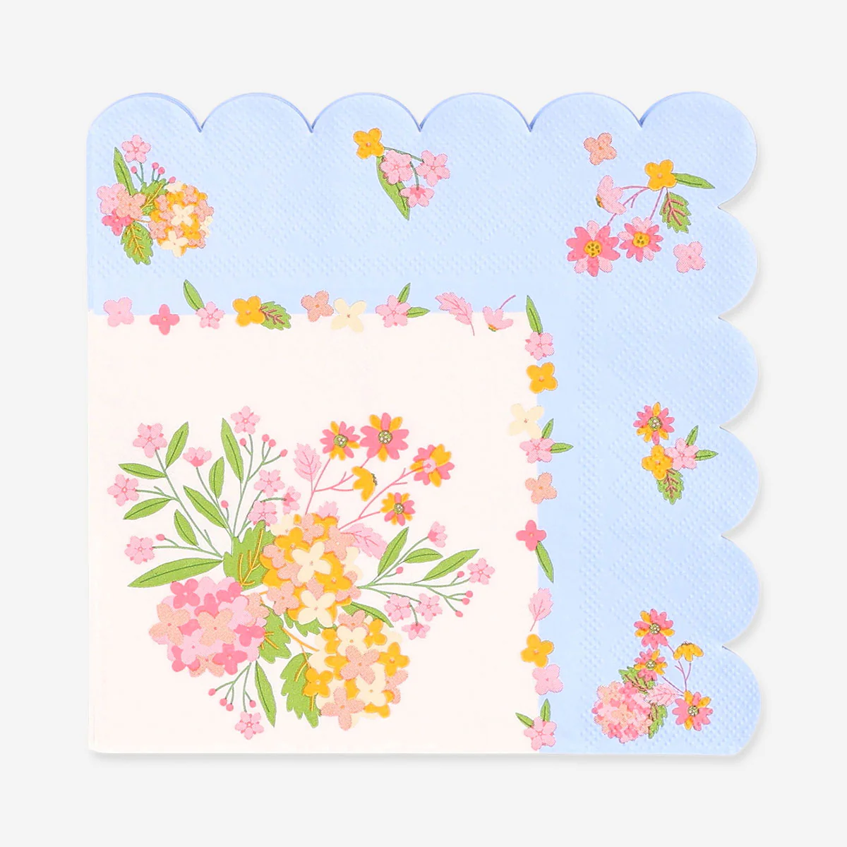 Floral napkins with scalloped edges - 16 pcs - Image 2