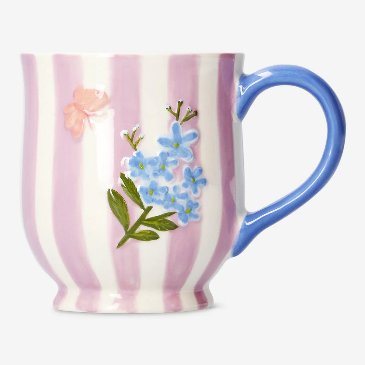 Floral pink striped mug - 360 ml - Image 3