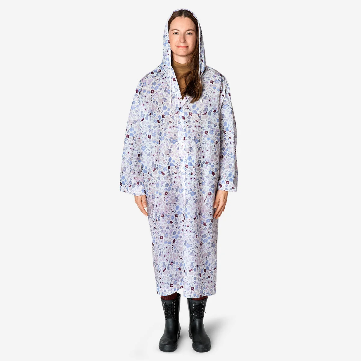 Floral rain coat with pouch for adults - Size L/XL