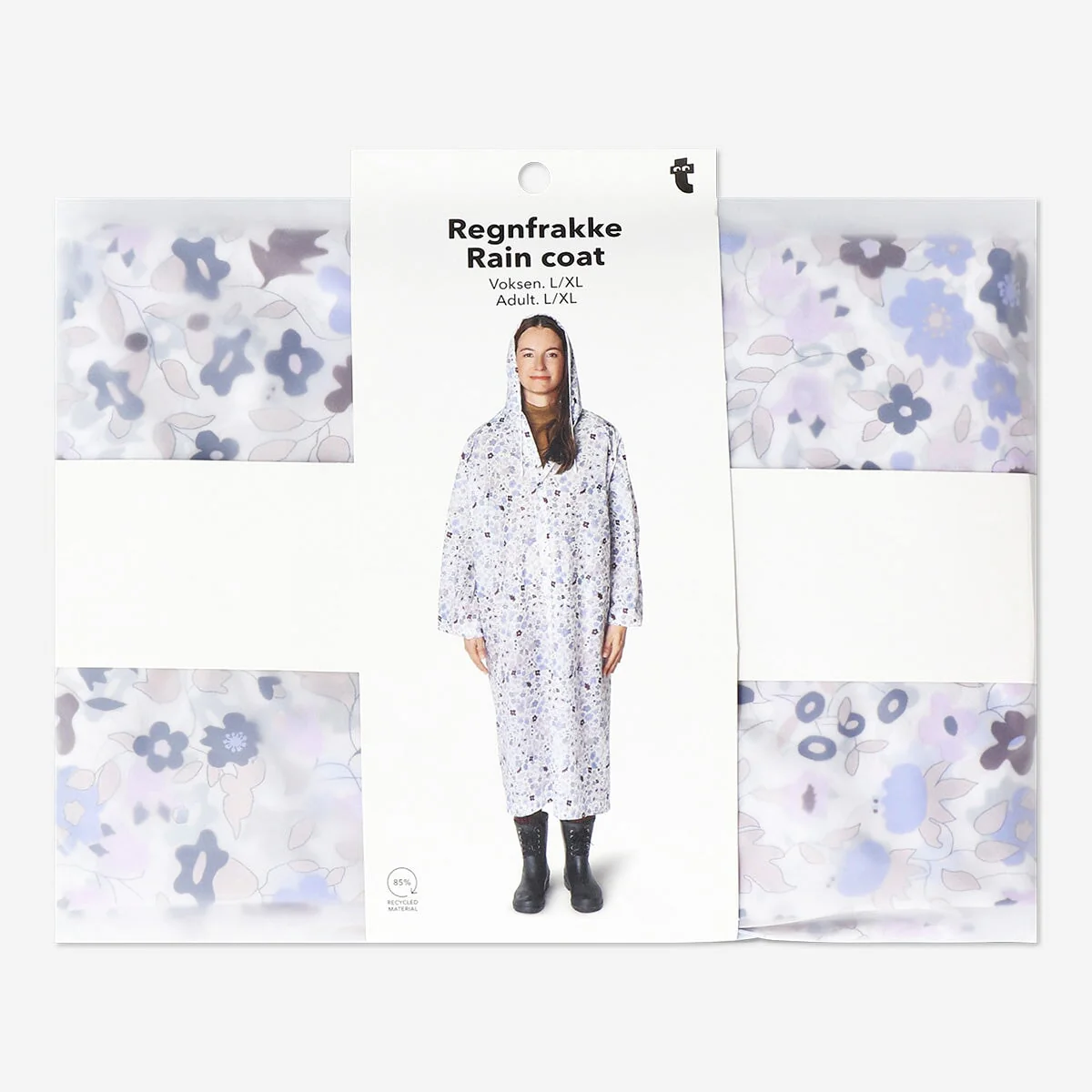 Floral rain coat with pouch for adults - Size L/XL - Image 3