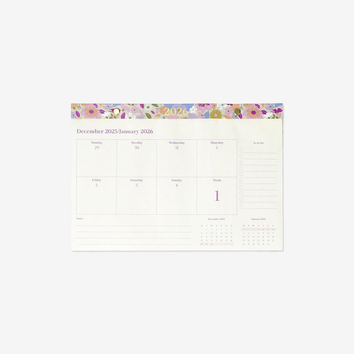 Floral weekly planner - English
