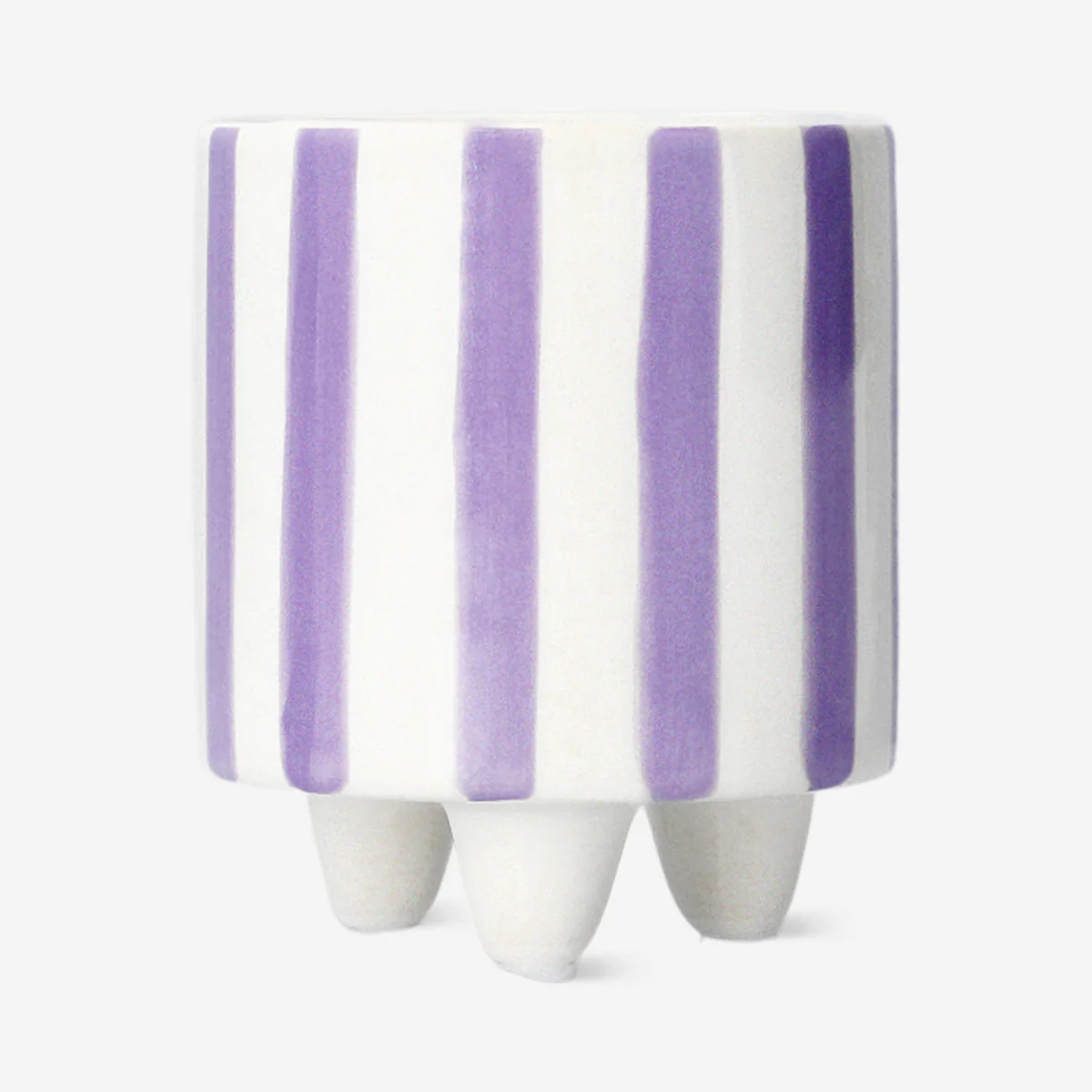 Flowerpot with lilac stripes - 9 cm - Image 2