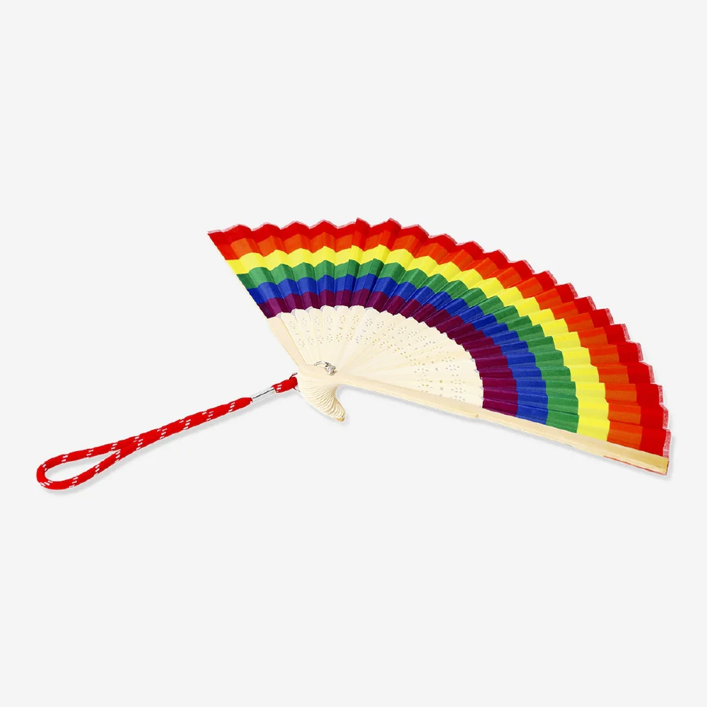 Foldable bamboo fan - Rainbow print - Image 2