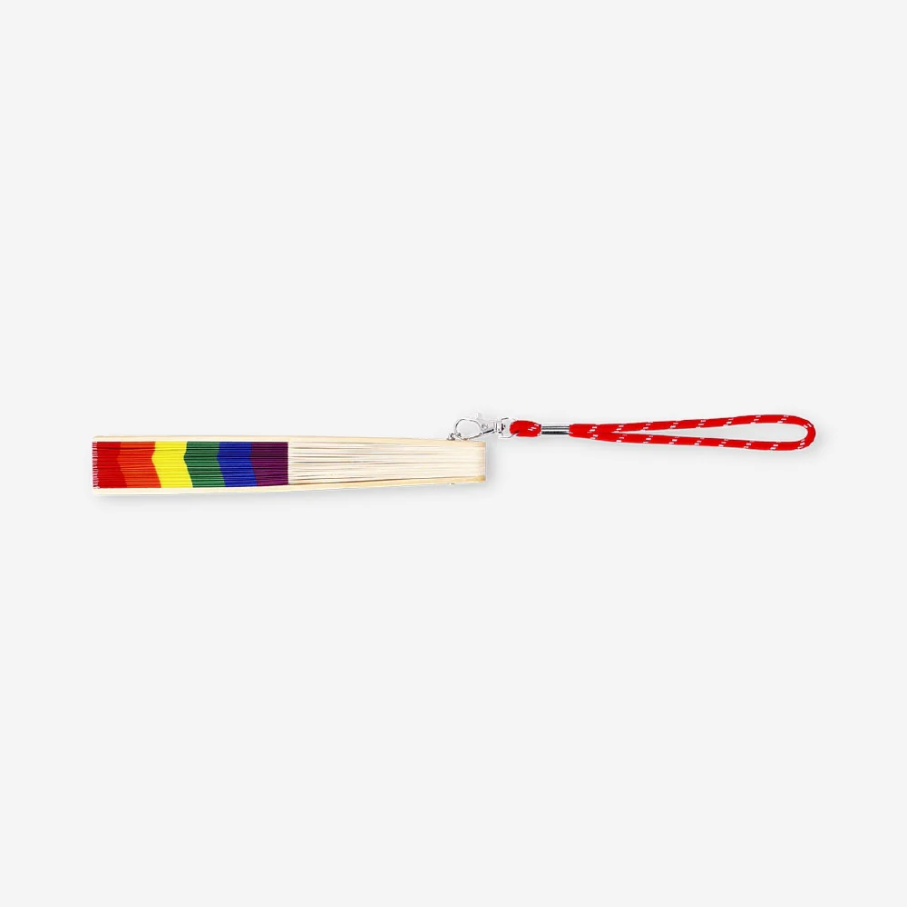 Foldable bamboo fan - Rainbow print - Image 3