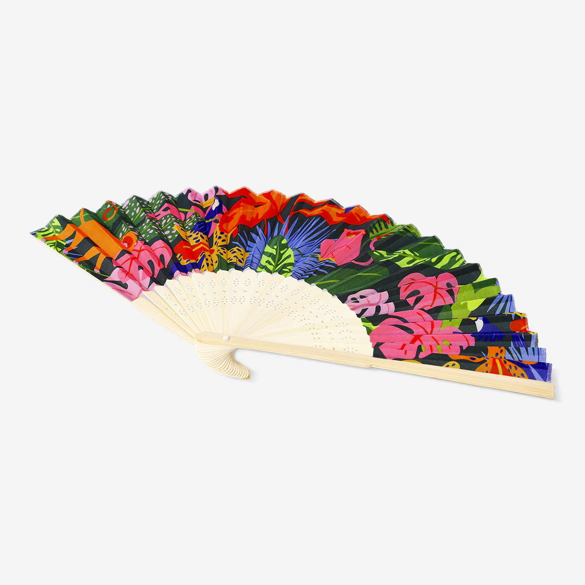 Foldable bamboo fan - Tropical print - Image 2