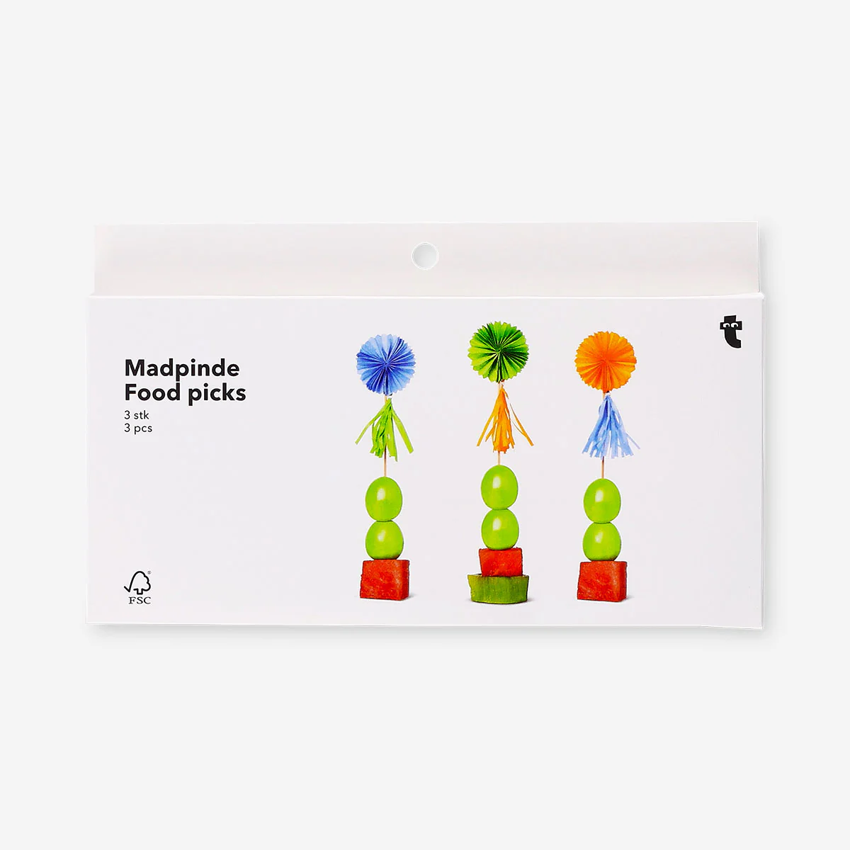 Food picks with paper fans and tassels - 3 pcs - Image 3