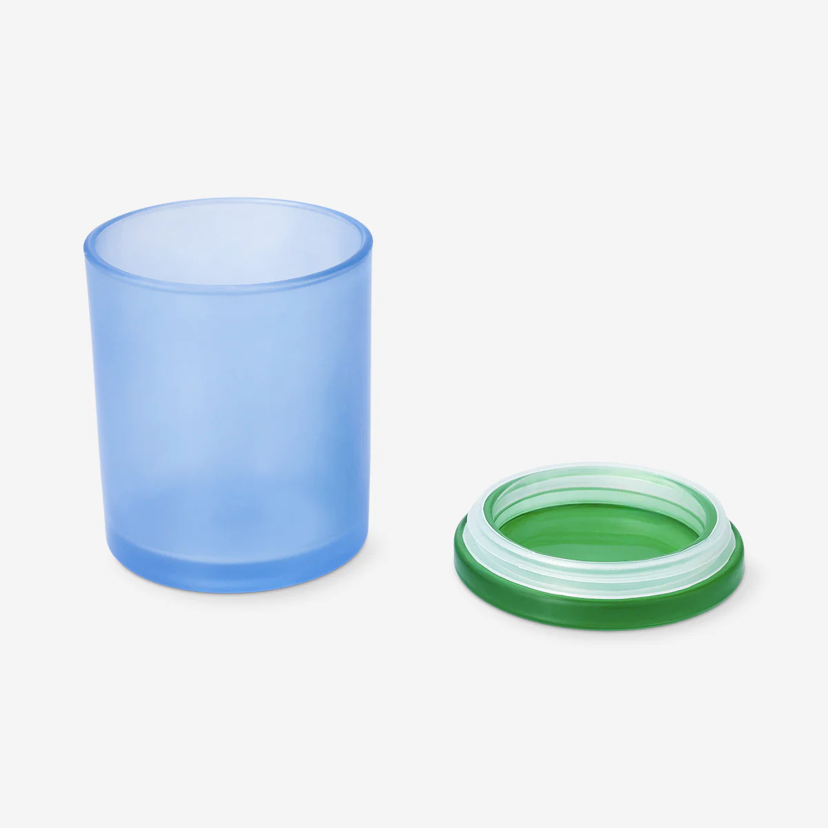 Frosted blue glass decorative jar - Image 3