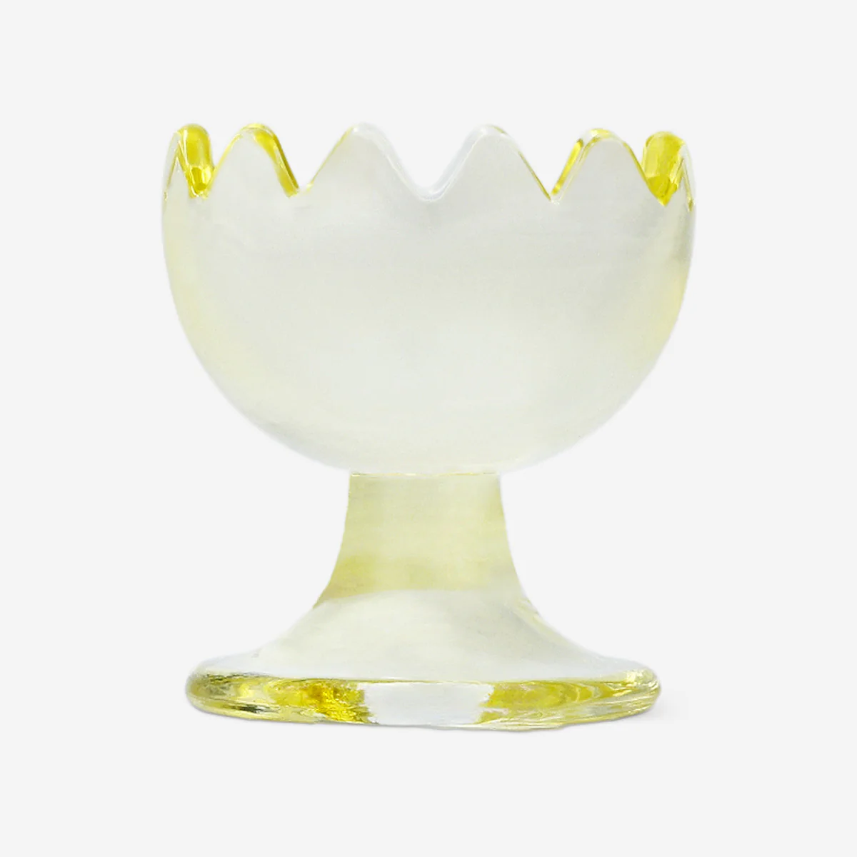 Frosted yellow glass egg cup - Image 2