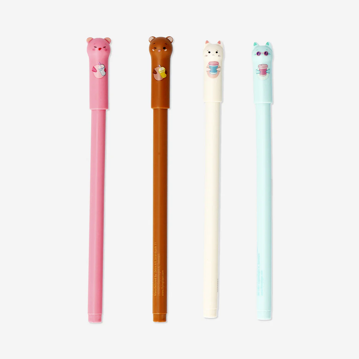 Gel ink pens with animal toppers - 4 pcs