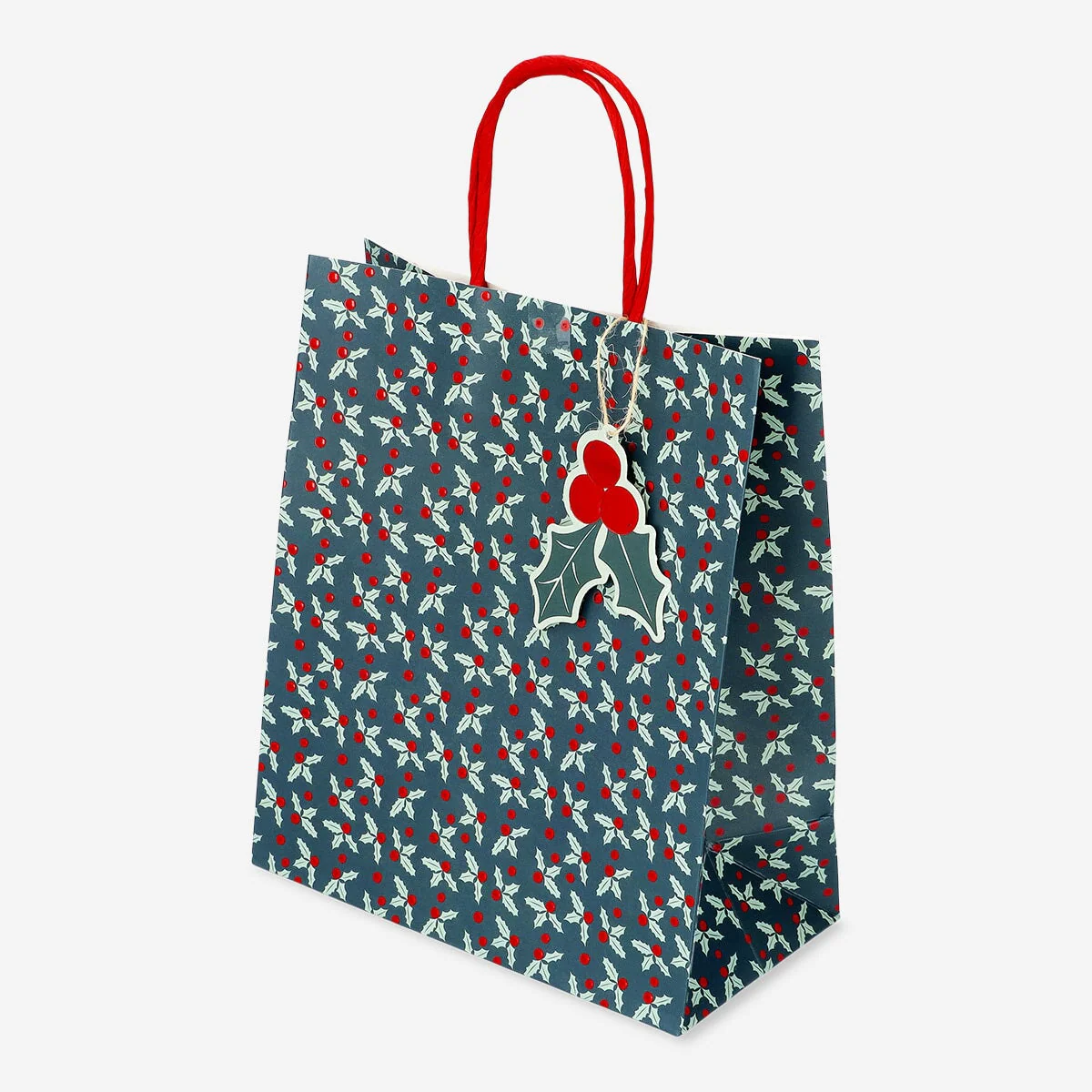 Gift bag with debossed holly pattern - Image 2