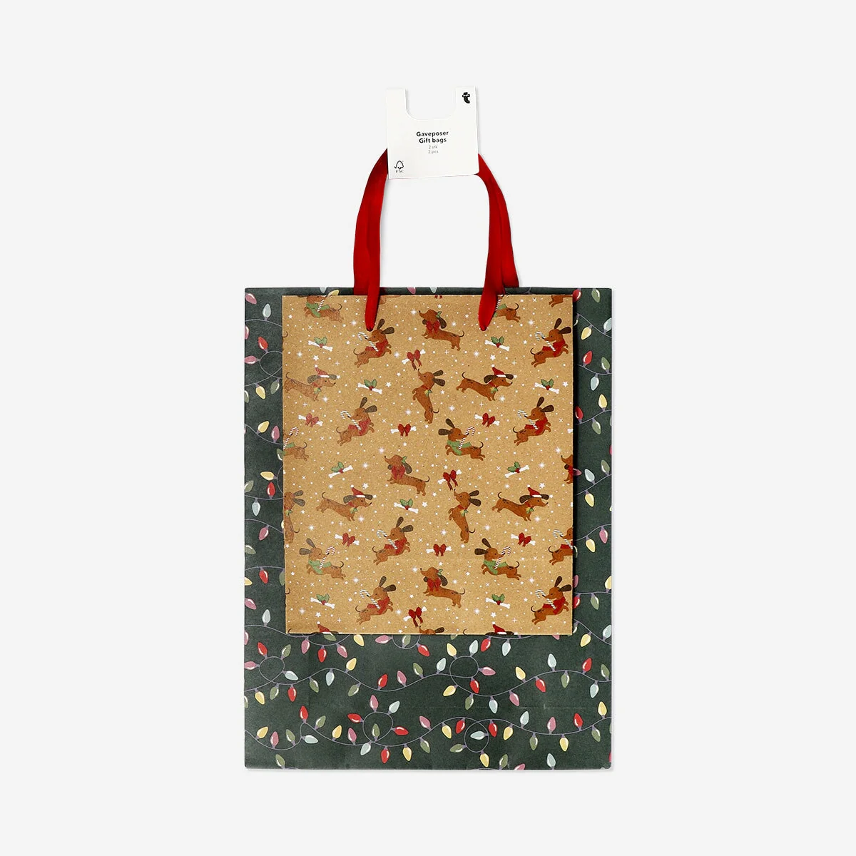 Gift bags with sausage dogs and garlands - 2 pcs