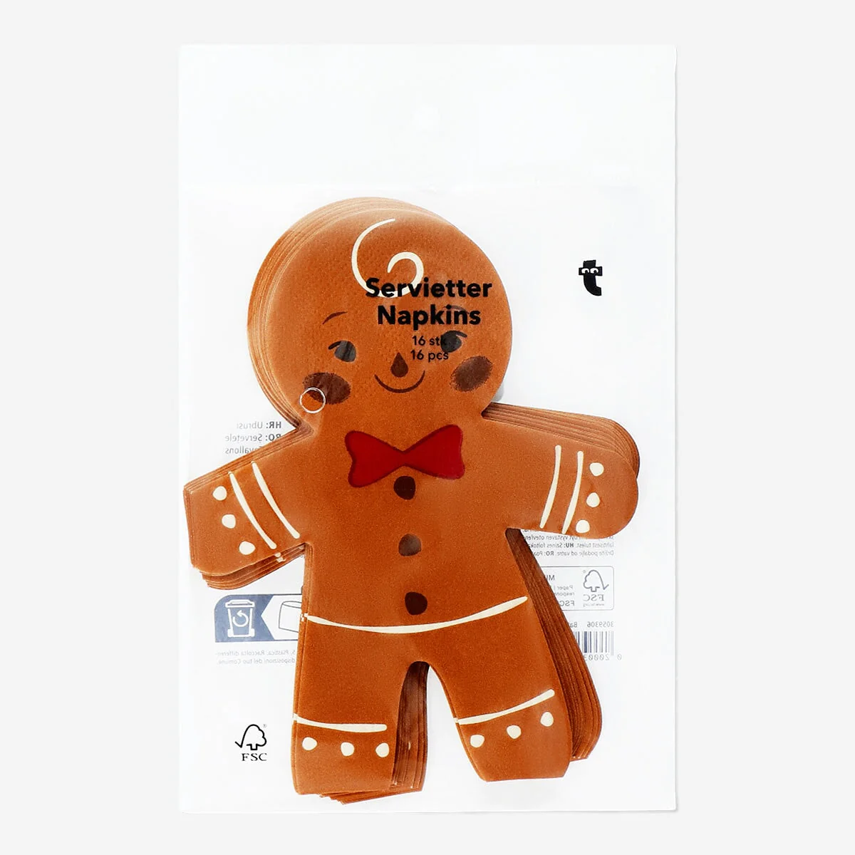 Gingerbread shaped napkins 16 pcs - Image 3