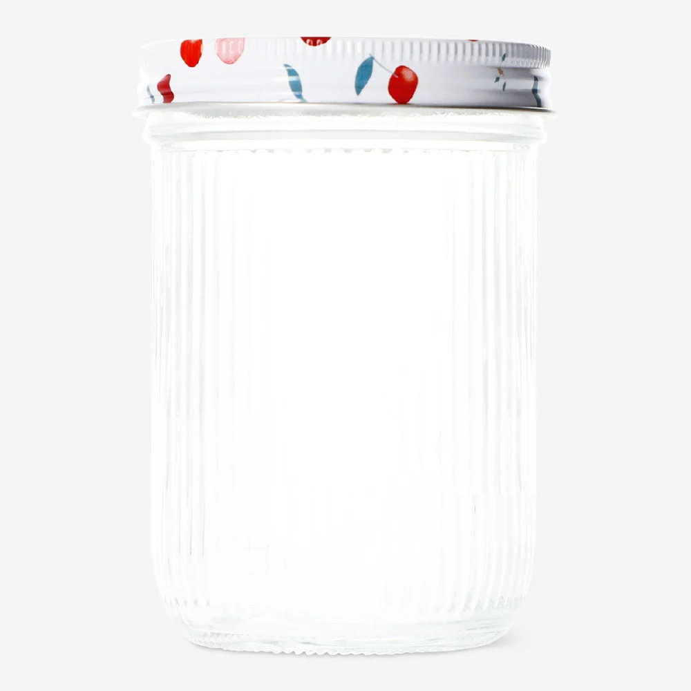 Glass storage jar with cherry print lid - 16 cm - Image 3