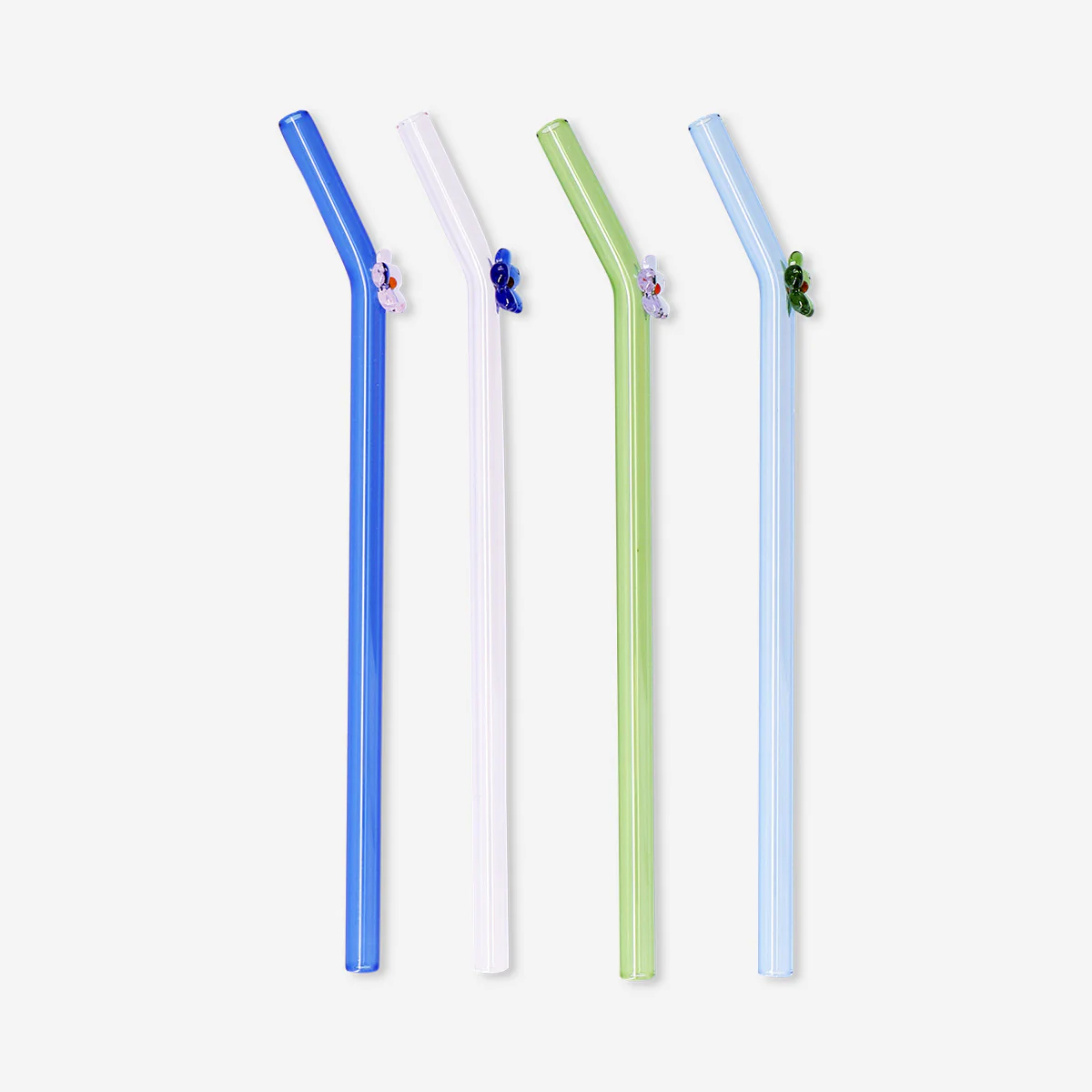 Glass straws with flowers - 4 pcs - Image 3