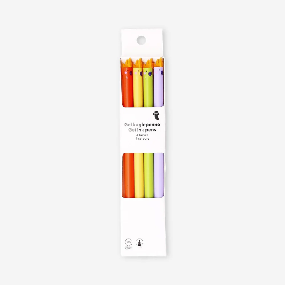 Glitter gel ink pens with parrot toppers - 4 pcs - Image 3