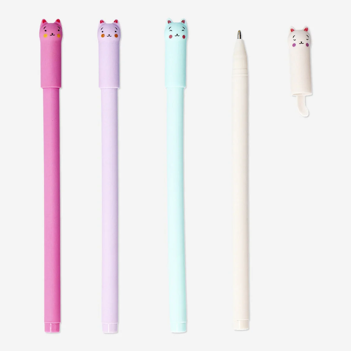 Glitter gel pens with cat faces - 4 pcs - Image 2