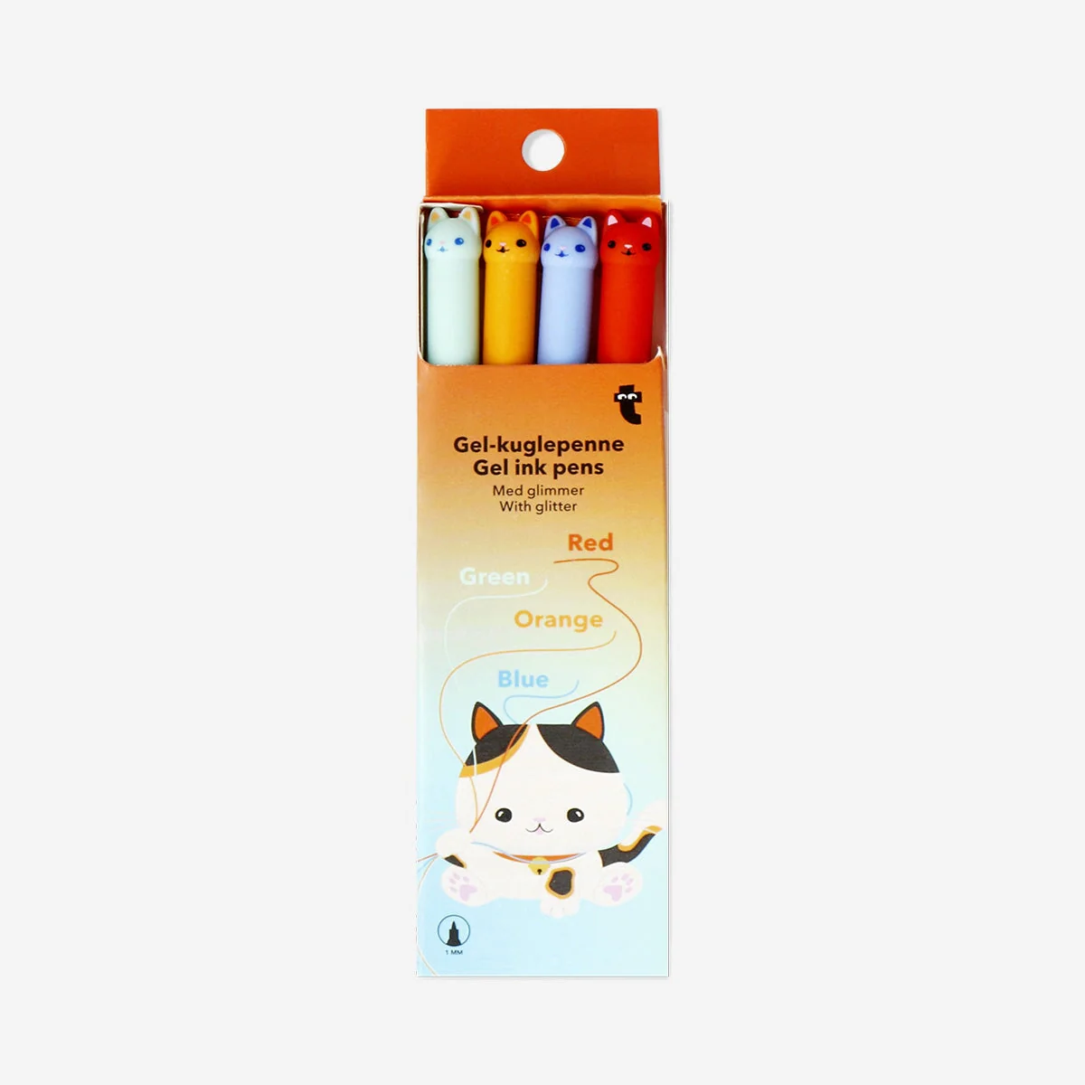 Glitter gel pens with cat toppers - 4 pcs - Image 2